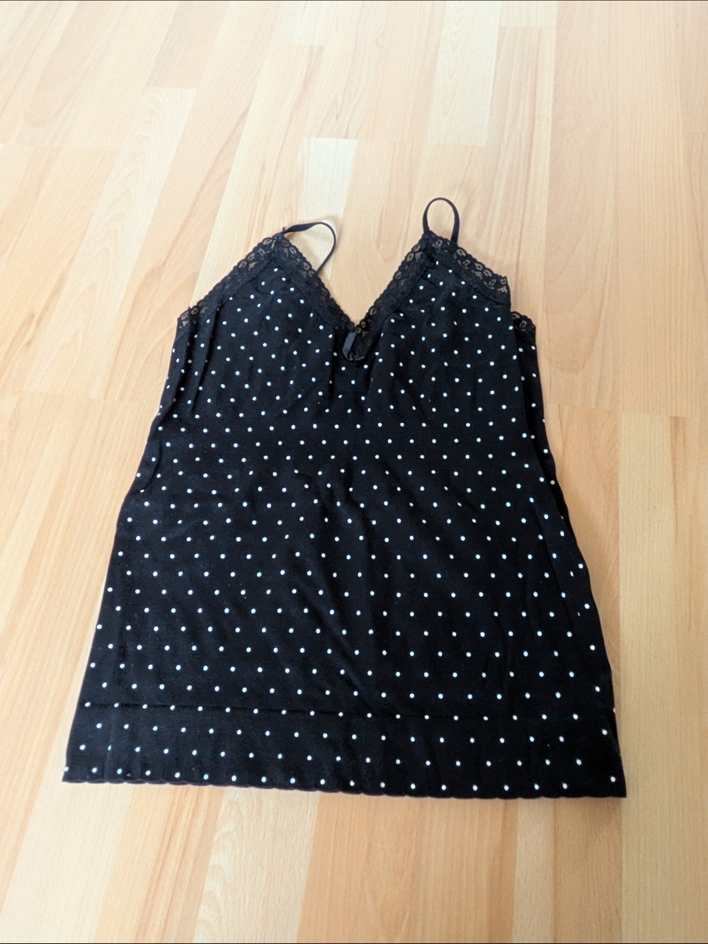 Black Polka Dot Lace Trim Cami